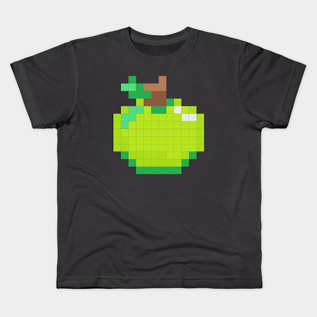 green pixel apples are good for you Kids T-Shirt by prettyguardianstudio